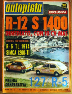 AUTOPISTA 1973 AUG - R-12 S 1400,SIMCA 1200-TI